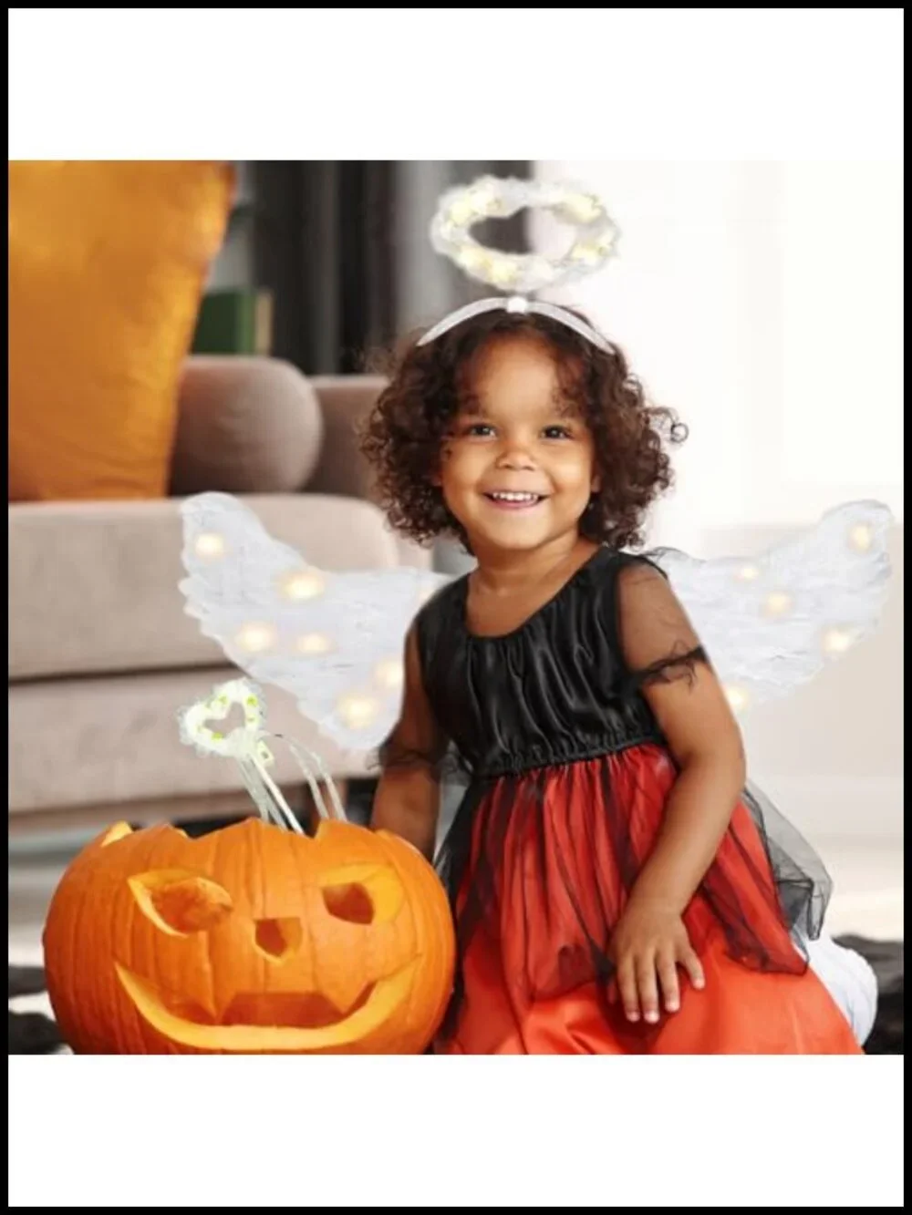 Large Light Up Angel Wings Costume Set with Halo Wand